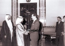 Iraq. Reprinted photo of Saddam in an official meeting from arab countries 1980s picture