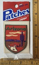 Vintage Arizona Skull Cactus Desert Iron On Patch Voyager Travel Souvenir picture