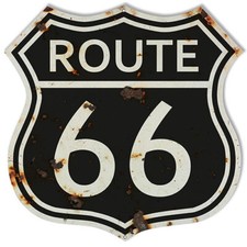 ROUTE 66 BLACK WHITE SHIELD SHAPED 15