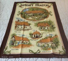 Vintage Souvenir Towel Or Tea Towel, England, Dorset Thatch, Cotton picture