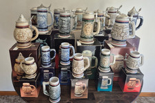 Vintage AVON BEER Steins Complete Set, Most with Original Boxes 1976-1984, 1985 picture
