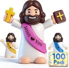 100PCS Little Jesus Figures, Mini Jesus Figurines in Bulk, Multicolor Tiny Jesus picture