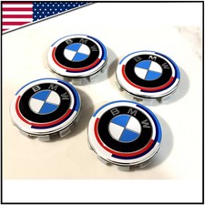 Genuine 4X 68mm Anniversary 50th Wheel Center Hub Caps Badge Emblem E91,E92,E93 picture