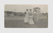 4 WOMEN OUTSIDE AT FESTIVAL EVENT PORTRAIT REAL PHOTO POSTCARD 1910s RPPC picture