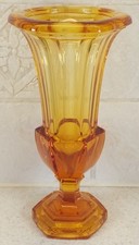 VINTAGE FRIEDRICH KRISTALL WEST GERMANY ART GLASS AMBER VASE 8