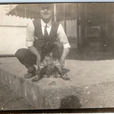 c1910s Jo McKnight Store Walkway RPPC Real Photo Postcard Man & Pointer Dog picture