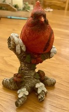 Red Cardinal Resin Figurine on a Snowy Tree Branch ~ Christmas Decoration picture