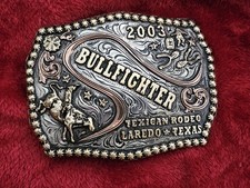 Bullfighting Champion☆2003☆X~TREME☆RODEO TROPHY BUCKLE☆Laredo Texas☆Rare☆727 picture