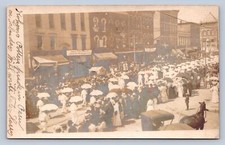 J98/ Kokomo Indiana RPPC Postcard c1910 Labor Day Parade Umbrellas 24 picture
