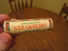 VINTAGE ADVERTISING CRESENT STRAWBERRY POWDER CONTAINER KITCHEN FARM HOUSE DECO picture