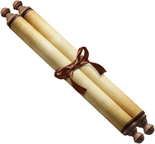 Large Vintage Blank Scrolls with Dark Wooden Rods 9.5X31.5 Inches picture