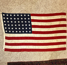 Antique 48 Star American Flag 3x5 Sewn Stars Stripes Bunting 1912-1959 vintage picture