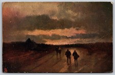 Figures Walking Sunset Landscape Raphael Tuck Oilette Postcard PC399 picture