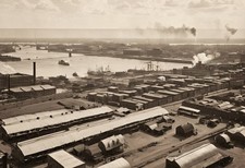 St. Louis Riverfront Bird's-Eye View - Antique Print picture