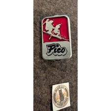 Vintage Pico Mountain Ski Resort Lapel Pin Vermont Souvenir Red Silver Enamel picture