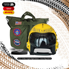 HGU-33 BLUE ANGELS FLIGHT FIGHTER PILOT HELMET MOVIE PROP + GREEN BAG FULL SET picture