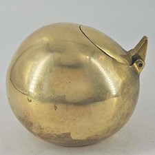 RARE MCM Brutalist Sarreid solid Brass heavy orb ball spherical pop top ashtray picture