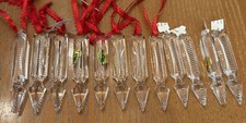 12pc Waterford Crystal Icicle Prism Christmas Ornament Rare No Boxes, SIGNED picture