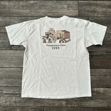 VTG WALT DISNEY STUDIOS CONSTRUCTION CREW 1933 WHITE T-SHIRT MICKEY GOOFY SZ L picture
