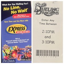 Vintage 2005 Universal Resort Dueling Dragons Fastpass Fast Pass Express Ticket picture