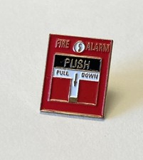 Vintage Fire Alarm Pull Station Enamel Pin picture