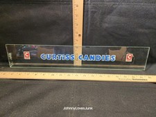 Antique Curtiss Candies Advertising Glass Sign Reverse Painted Used Small Chip picture