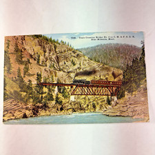 Vintage Missoula Mt Railroad Postdard CM&PS Bridge No 3 Steam Locomotive RPPC Er picture
