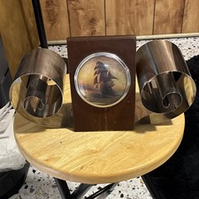 Vintage 1930s Art Deco Revere Rome NY Scroll Bookend Fred Farr Pat 95811 Chrome picture