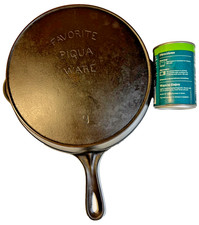Antique Favorite Piqua Ware #9 Cast Iron Skillet Pan FLAT Smooth Pre-Griswold picture