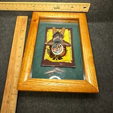 Framed Native American Style Thunderbird Wall Art Beadwork and Feathers picture