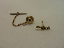 Vintage STI Logo Tie Tack Pin Gold Tone Black Enamel Corporate Advertising picture
