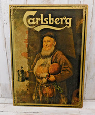 Vtg Carlsberg Lager Advertisement Sign On Composite Board Advertising Beer 13X18 picture