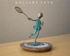 ICONIC MID CENTURY TENNIS GIRL BRONZE SCULPTURE VTG MALCOLM MORAN JERE ERA MCM picture
