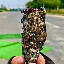 123G Natural colorful Chalcopyrite Calci crystal cluster rare mineral samples picture