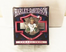 Vtg 1999 Harley Davidson Christmas tree ornament ELF holding V-Twin Engine motor picture