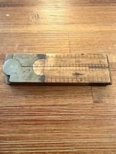 Vintage No. 32 1-Ft 4-Fold Boxwood & Brass Caliper Pocket Rule Carpenter Tool picture
