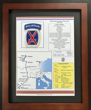 10th Mountain Division Insignia and History in World War II 11” x 14” picture