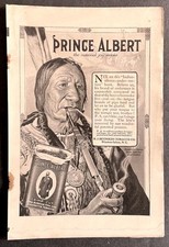 1913 Prince Albert Pipe Tobacco vintage print AD Indian smoking a Peace Pipe picture