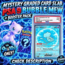 Mystery Pokemon Graded Card + Booster Pack - PSA 9 Bubble Mew Chase🔥 Read Below picture
