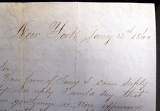 ANTIQUE 1860 LETTER FROM ATTORNEY LAWYER TOWNSEND SCUDDER NEW YORK NY picture