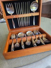 Vintage Design 2 Lauffer Made in Germany Stainless Steel Flatware with BOX 1950s picture