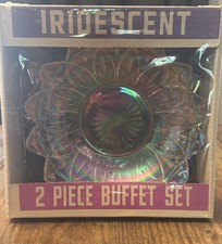 NIB SEALED 2pc Buffet Set Federal Carnival Glass Petal Plate w/Matching Bowl picture