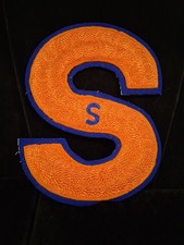 VTG 1949 SheldonHS IL Senior Varsity Letter OrangeChenilleSPatch,BlueFelt Border picture