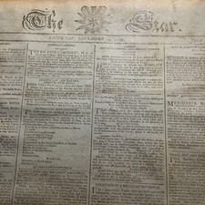 1792 RARE LONDON NEWSPAPER  “THE SUN” ~ FRENCH REVOLUTION picture
