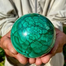 1.35LB Rare Natural Malachite quartz hand Carved sphere Crystal Healing picture