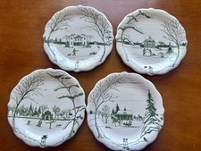 4 Assorted 8.5”  Juliska Country Estate Winter Frolic Evergreen Party Plate picture
