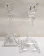 VINTAGE Crystal Clear Architectural Candlestick Holders - Unbranded, 8