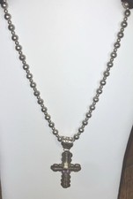 Amethyst Stamped Cross Pendant Sterling THE METROPOLITAN MUSEUM Ball Beads 40gms picture