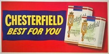 Large and Original ca1960s Chesterfield Cigarette Banner Poster picture