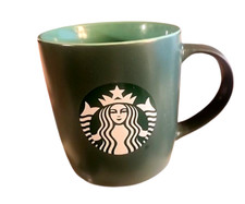 STARBUCKS 2024 Green Ceramic Coffee Mug 11 oz Classic Logo EUC picture